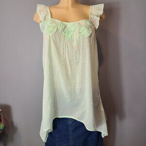 Vtg Y2K Fairy Top Flowy Embroidered Asymmetrical Feminine Resort Dainty NWT